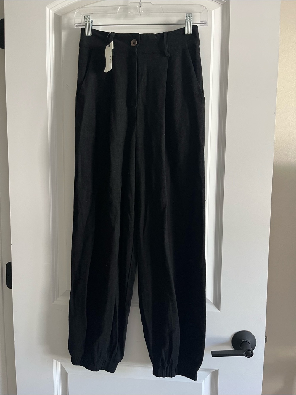 Miou Muse Black High Waisted Linen Pants Sz S